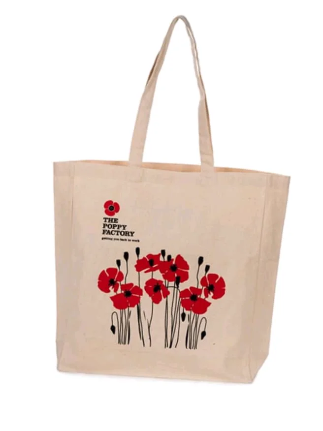 Natural cotton tote with a printed floral design